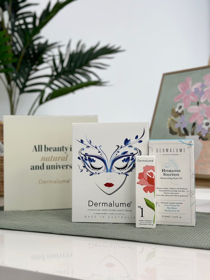 Midnight Bloom - Romance Trio with Facial Oil, Hydration Masks & Hand Cream