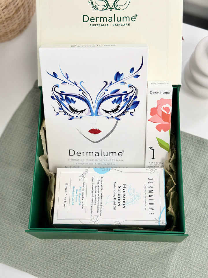 Midnight Bloom - Romance Trio with Facial Oil, Hydration Masks & Hand Cream